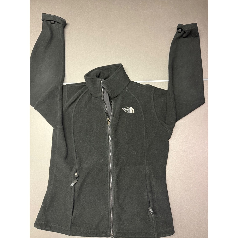 The North Face Womens Full Zip Fleece Jacket Black Mock Neck Outdoor Medium